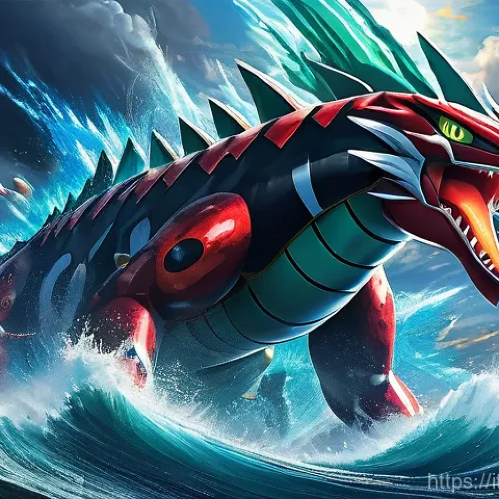 포켓몬스터 애니 속 등장한 최강의 전설 포켓몬 - **An epic, dynamic scene depicting Primal Groudon and Primal Kyogre clashing in a cataclysmic elemen...