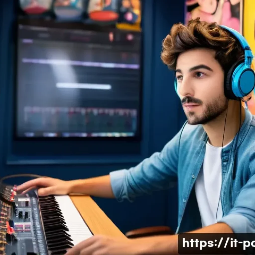 포켓몬스터 애니의 해외 방영과 현지화 사례 - A vibrant scene depicting a young Italian voice actor in a professional recording studio, wearing he...