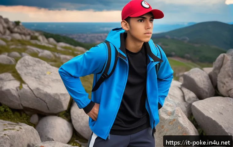 지우 사토시 의 성격과 트레이너로서의 성장 - A determined young male Pok&eacute;mon trainer wearing a practical, sporty outfit with a jacket and sneaker...