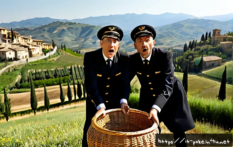 로켓단의 명장면과 코믹한 순간들 - Photorealistic comedic scene of three eccentric amateur treasure hunters in matching dark uniforms, ...